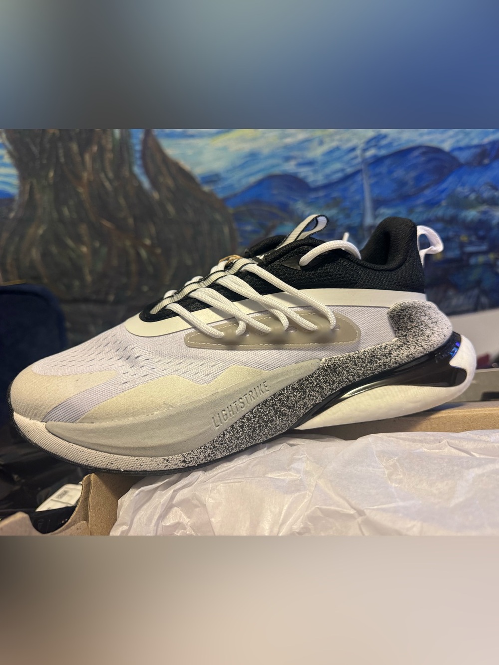 adidas Men's Sneakers in White and Black with Speckled Midsole